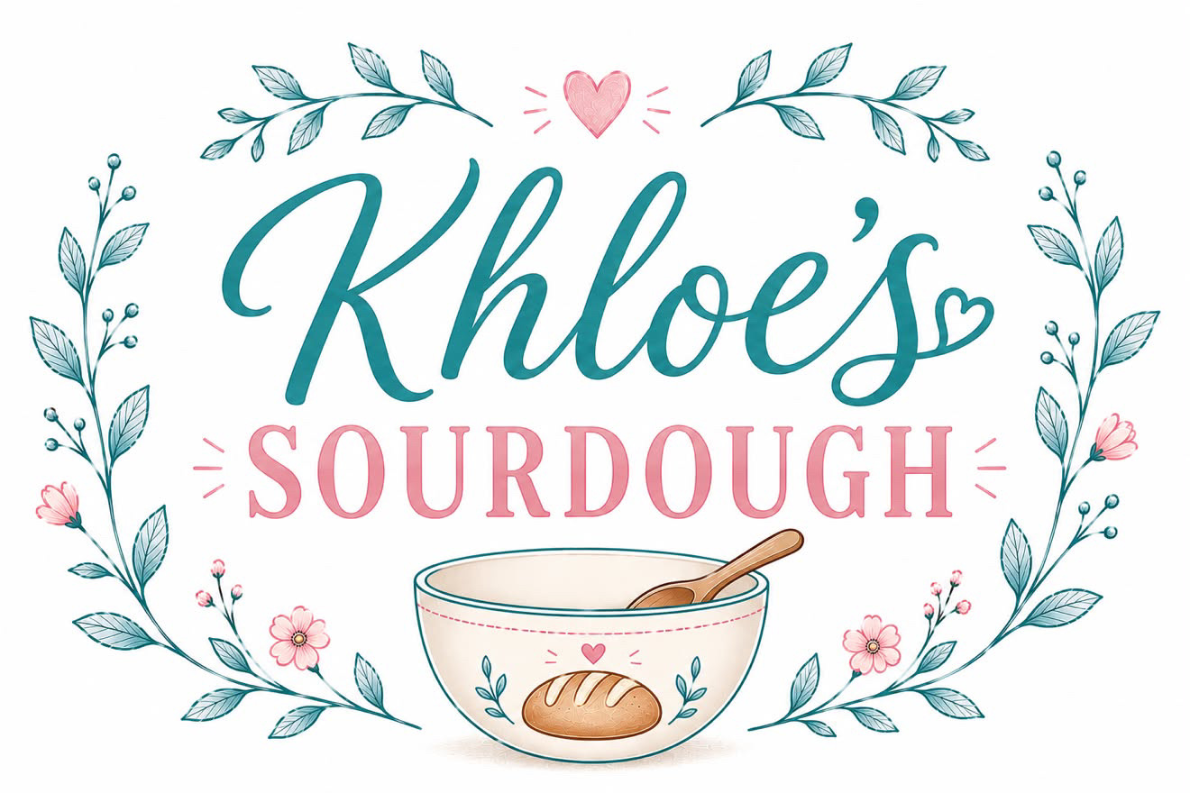 Khloe's Sourdough pink and teal logo